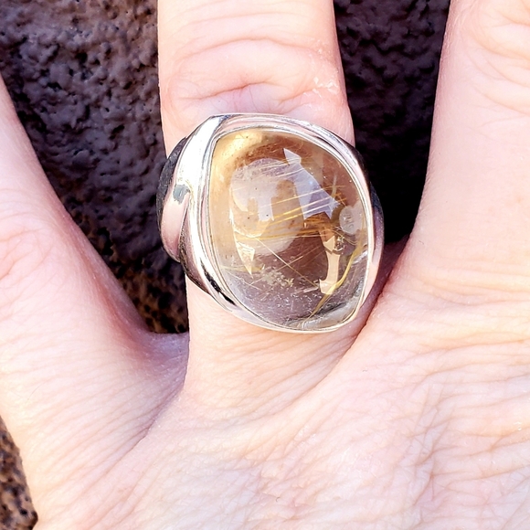 New Men's Golden Rutile 925 Silver Ring. - Picture 2 of 16